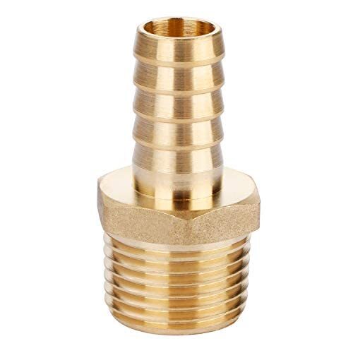 U.S. Solid 1pc Brass Pipe Fitting Adapter Coupler, 3/8″ Hose Barb x MNPT 1/2″
