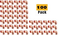 (100 Pcs) EZ-Fluid 1″ Copper 90 Elbow C X C Solder Plumbing Fittings Lead Free