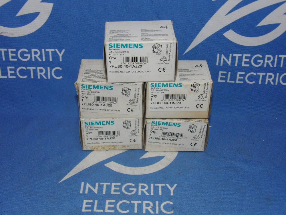 Lot of 5 NIB Siemens 7PU8040-1AJ20 50/60Hz 100/127V Timing Relays + 1 Year Wa…
