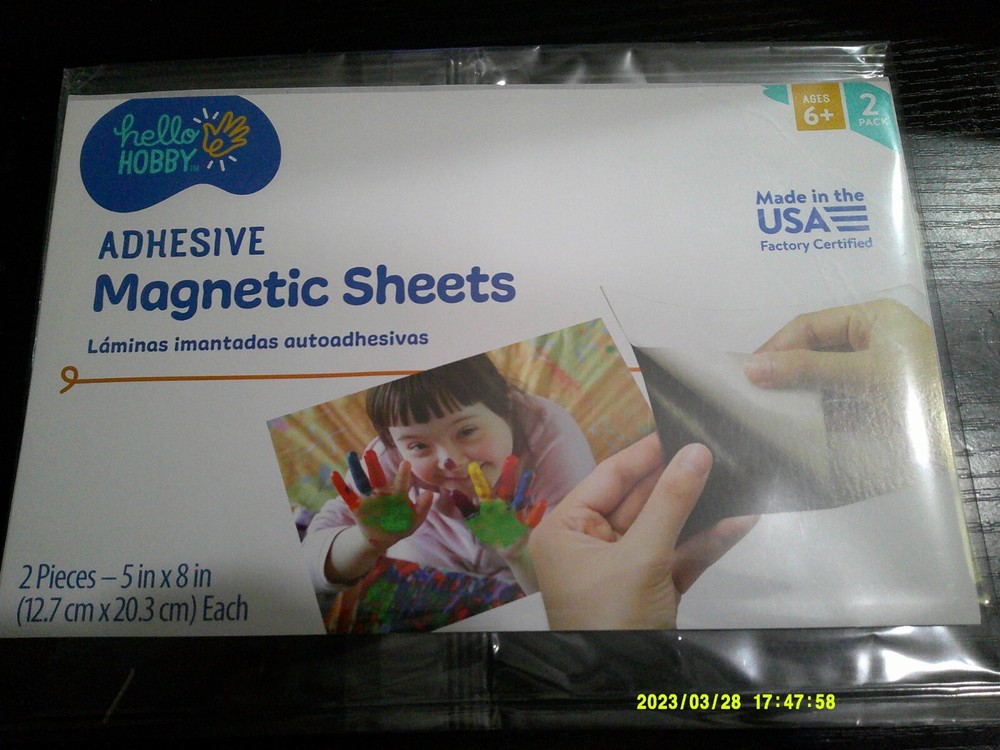 NEW 2 pack Hello Hobby brand adhesive magnetic sheets 5×8″