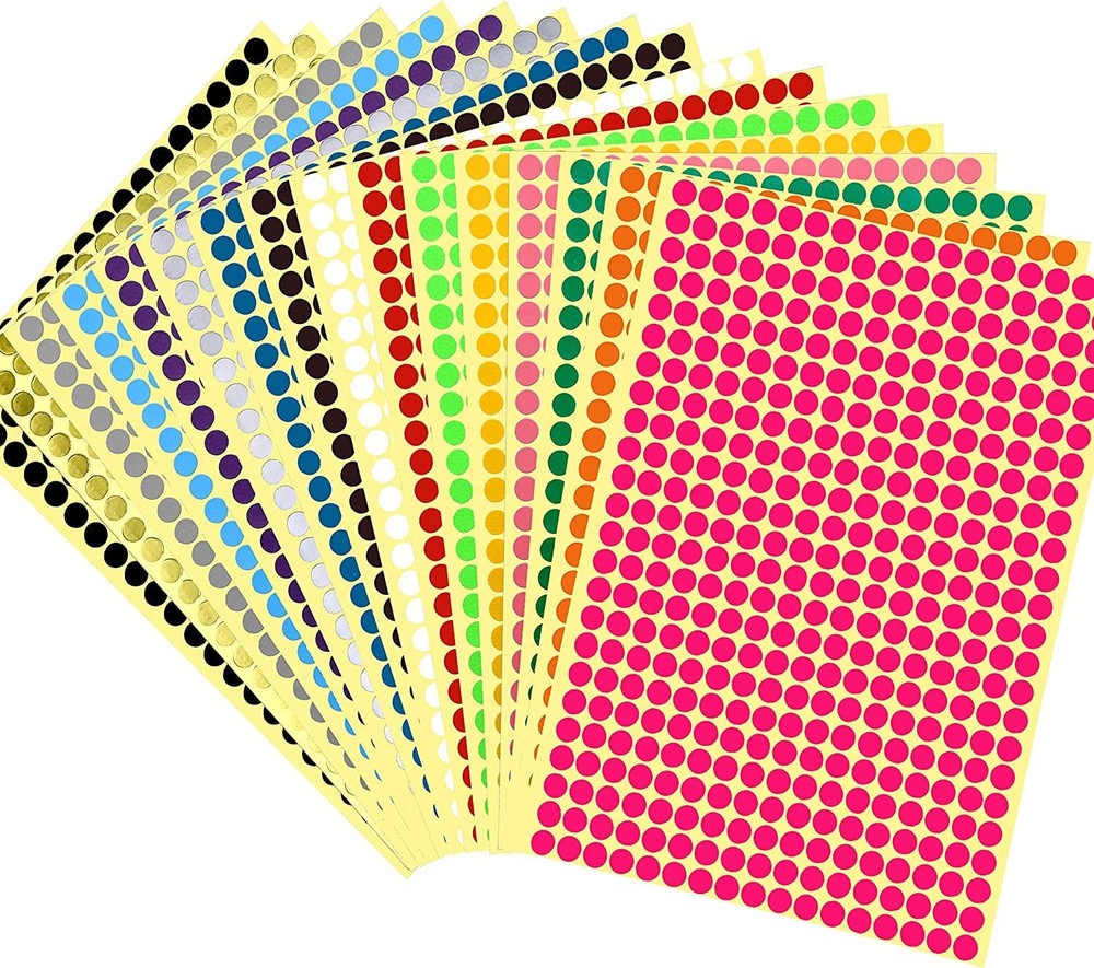JANYUN 6528 Pieces Colored Dot Stickers, 1/4″ Small 0.25 inch, Multicolor