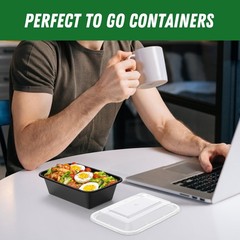 Dealusy 50 Pack (100-Piece) 24 oz Meal Prep Containers Reusable 24 oz, Black