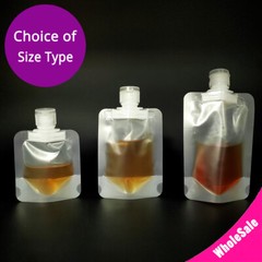 Multi-Size Translucent Matte Mylar Stand up Bottle Shape Spout Pouches w/ Funnel