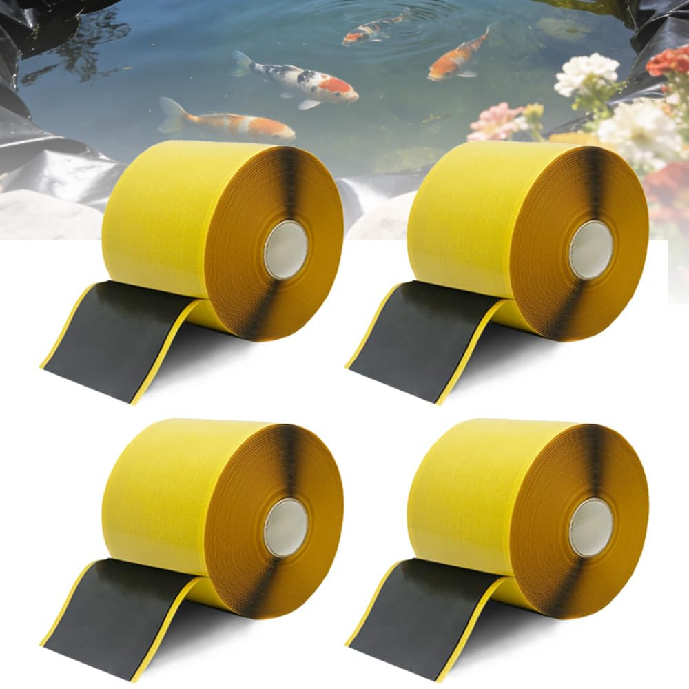 4 Pack Pond Liner Seam Tape Bulk, Total 3″ X 131′ Heavy Duty Double Sided Butyl