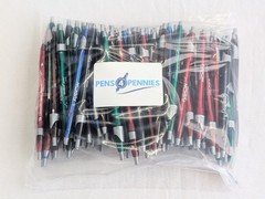 100 Misprint Click Pens JAVALINA JEWEL Hub Pen TRANSLUCENT COLOR MIX Blue Ink