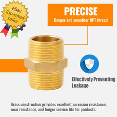 12-Pack 1/4 Inch Male Hex Nipples, 1/4” NPT Male Brass Pipe Fitting Adapters, 1
