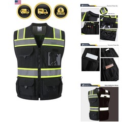 Hi-Vis Unisex Surveyor Safety Vest Heavy Duty PPE Inner Pockets ANSI/ISEA Com…