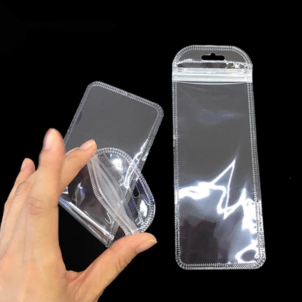 100 Pcs Self Sealing Bag with Hang Hole Resealable Zip Storage Lock Clear Pla…