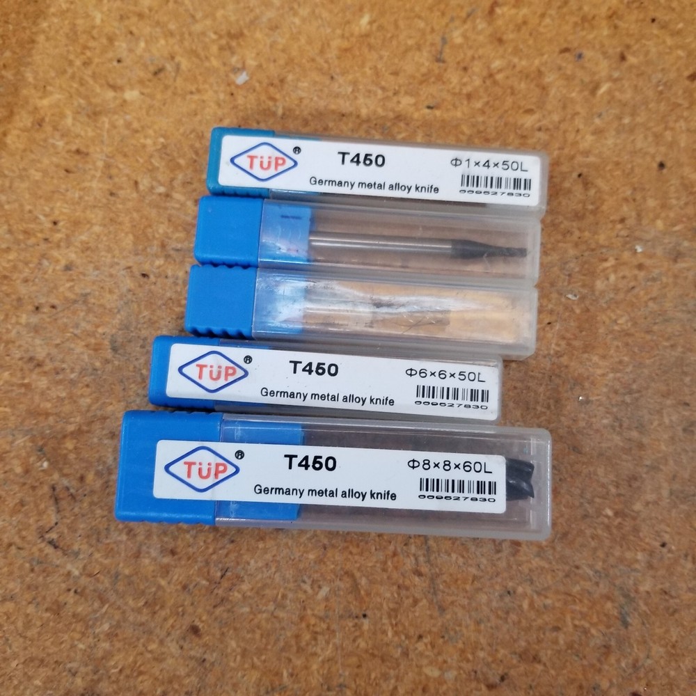 TUP T450 End Mill Cutters for CNC Engraving/Milling – Lot of 5