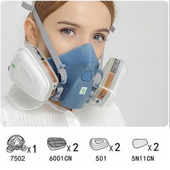 7 in1 7502 Painting Spray Half Face Gas Mask Chemical Epoxy Resin Respirator PPE