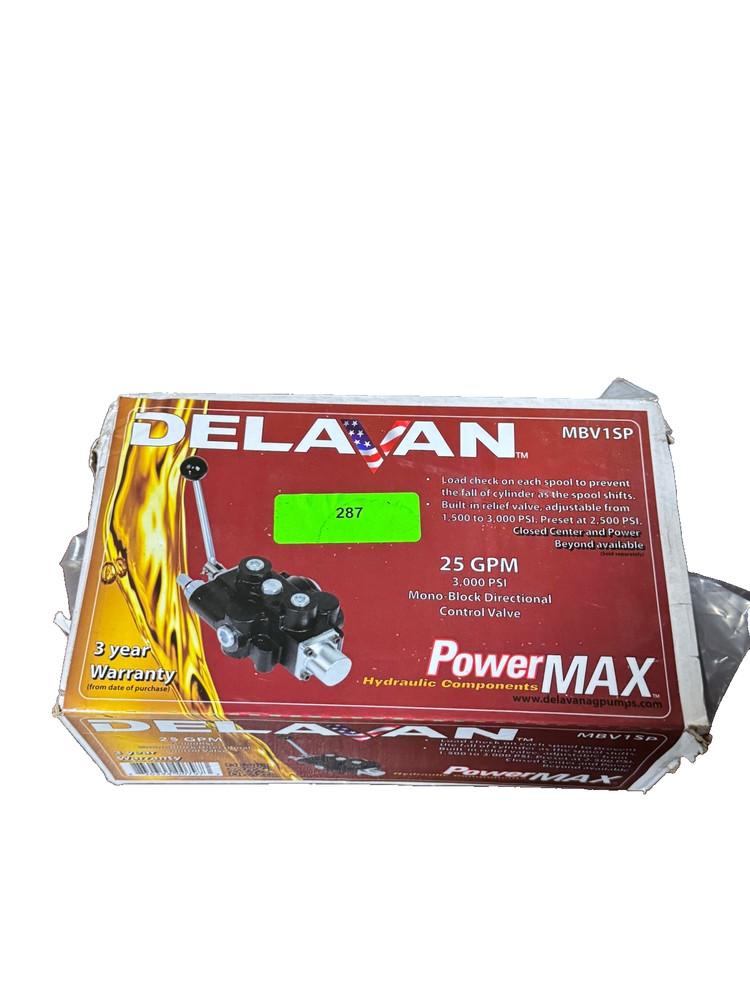 Delavan PowerMAX MBV1SP Directional Control Valve 25 GPM 3000 PSI Monoblock New