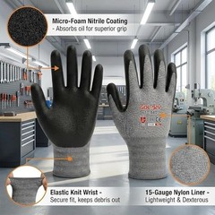 15-Gauge Micro-Foam Nitrile Work Gloves for Men, High Dexterity Mechanic Glov…