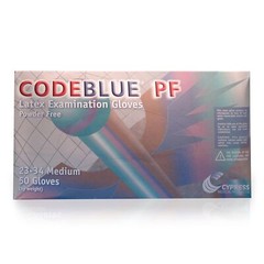 CODEBLUE PF Latex Exam Glove Extended Cuff Length MEDIUM 23-34 50 per Box