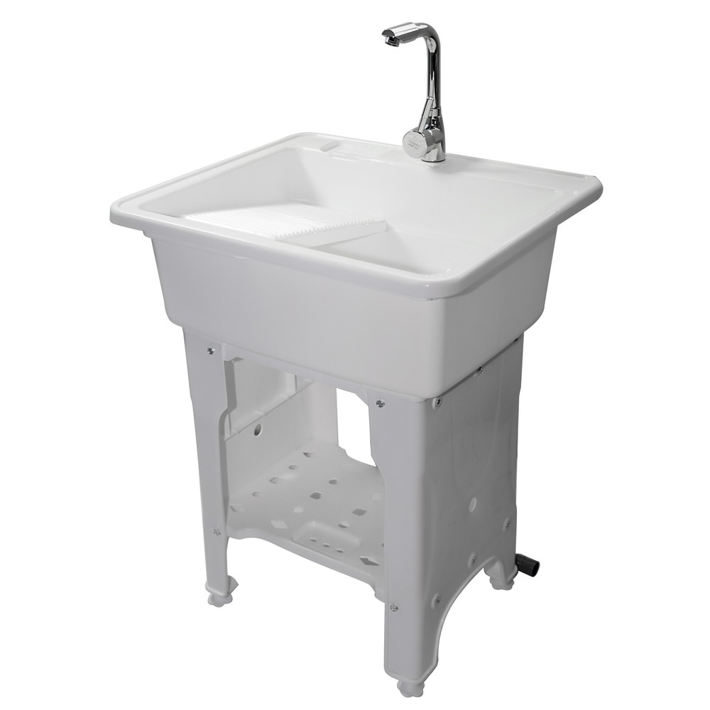 Freestanding Plastic Utility Sink Laundry sink Size:25.9*21.65*31.5in(White)
