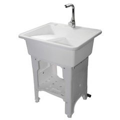 Freestanding Plastic Utility Sink Laundry sink Size:25.9*21.65*31.5in(White)