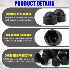 30 PCS M8×14Mm Hex Nut Plastic Screw Head Bolt Covers Caps Dome Plastic Protecti