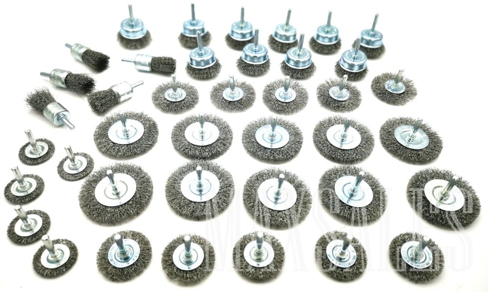 40-PC Wire Wheel Cup Brushes Assortment box lot Crimped Metal Grinding 1/4 Shank
