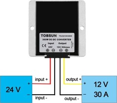 DC 24V to DC 12V 30A 360W Converter Step Down Voltage Regulator Waterproof