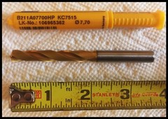 Kennametal B211A07700HP KC7515 7.700MM 7X Ø Dynapoint Carbide Drill TiN COATED
