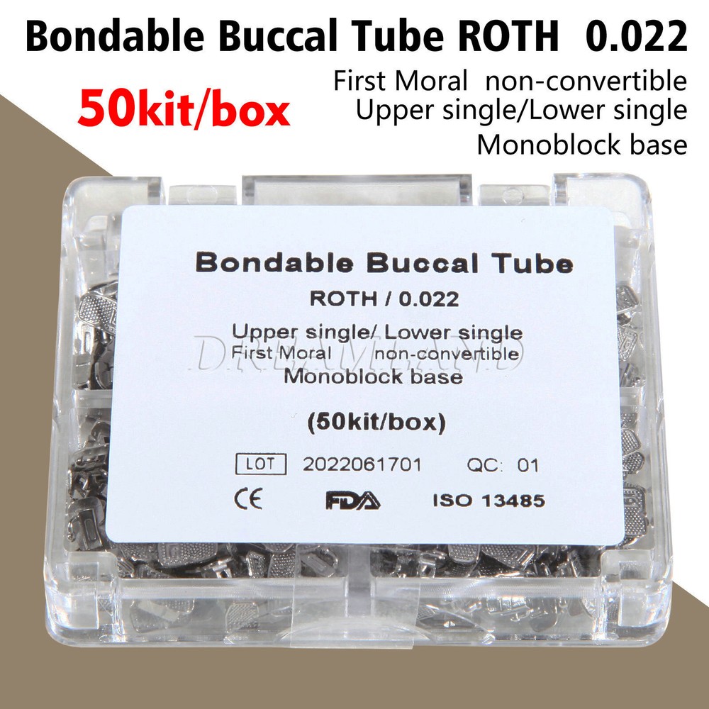 200Pcs Dental Orthodontic Buccal Tubes 1st Molar MBT/Roth 0.022 Monoblock CE