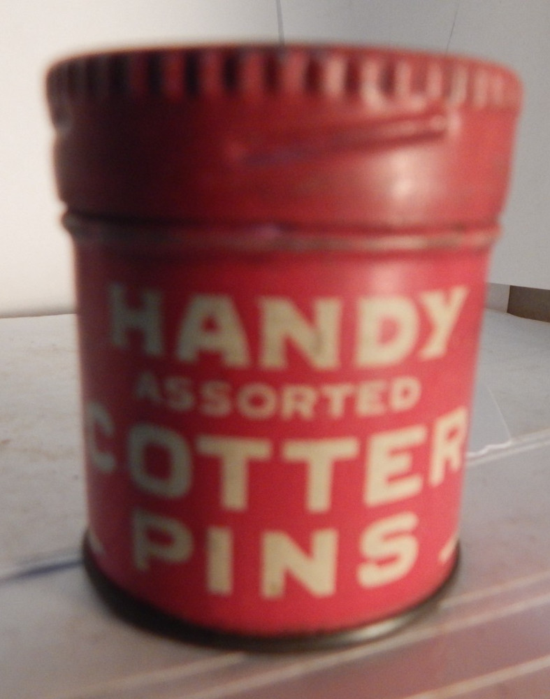 vintage i2″ tall tin-Handy cotter pins H & H Handy ass New York empty tools