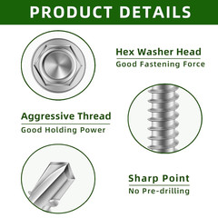 #12 X 1-1/2″ (3/4″ to 2-1/2″ Available) Hex Washer Head Self Drilling Screws