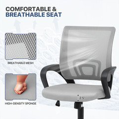 1Pc Adjustable Height Computer Home Office Ergonomic Desk Mesh Chair Light Grey