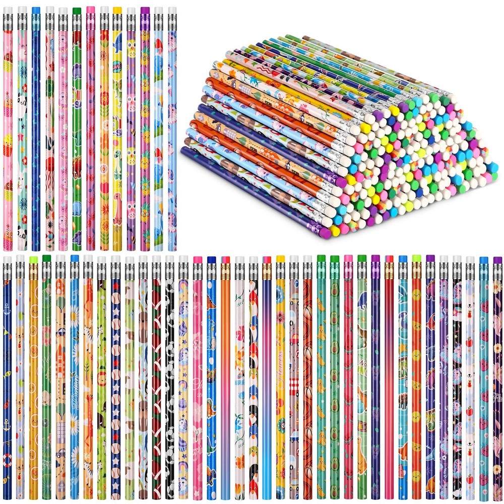 Sabary 200 Pcs Assorted Wood Pencil Bulk 50 Styles #2 HB Colorful Novelty Fun…