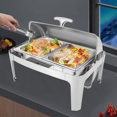 9.54QT Stainless Steel Chafer Buffet Chafing Dish Set Roll Top Food Warmer New!
