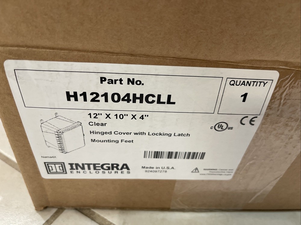 Integra H12104HCFLL Wall Mount Enclosure, Premium Series 12″x10″x4″ Clear NEW