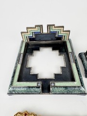 Luxury Hand Painted Desk Set–Post-it Note Holder, Business Card Holder 2 Opener