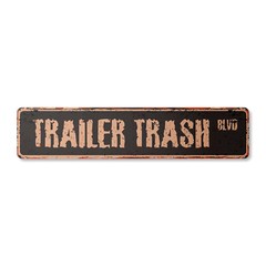 TRAILER TRASH Vintage Street Sign Metal Plastic white park redneck hick mobile