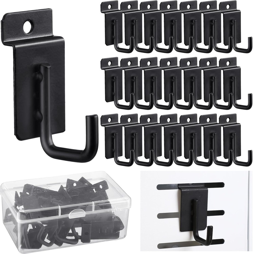 25 Pack J Shaped Slatwall Hooks Black J Hook Slatwall Hooks and Hangers Heavy…