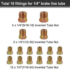 Brake Line Tubing Kit 3/16 & 1/4″ 25Ft Dual Size Copper Coated Alloy Steel Anti-