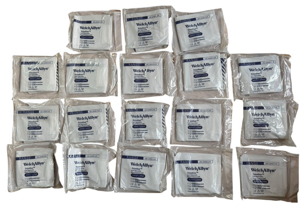 18 Welch Allyn Trimline Adult Long Disposable Blood Pressure Cuffs – 901044