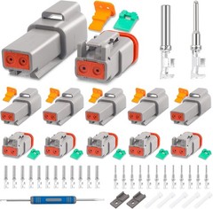 2 2 Pin DT Connector Kit 5 Sets, with Pin Removal Tool and Mounting Clips, S…