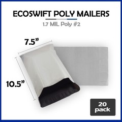 20 7.5×9.5 EcoSwift Poly Mailers Plastic Envelopes Shipping Mailing Bags 1.7MIL