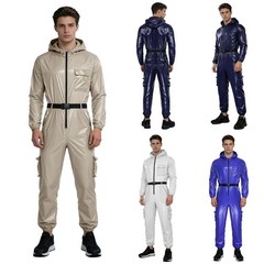 US Mens Waterproof Long Sleeve Coveralls Water Resistant Front Zipper Jumpsuit