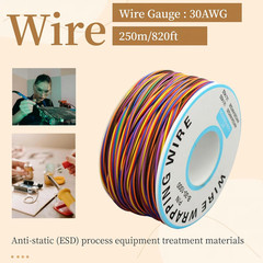 8-Color Electronic Wire – 30 AWG Single Core, 250M Tinned Copper Solid Cable for