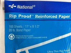 New National Rip Proof Reinforced Filler Paper 3-Hole 8.5 x 11 Unruled 100/Pack