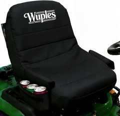 Large Riding Mower Seat Cover with Beverage Pockets – Black Oxford Fabric