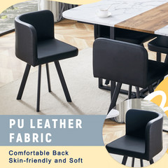 Retro Faux Leather Seating Set (Set of 4 or More) – Black Oil Wax Texture