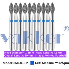 10/pk Vakker Dental Football Egg Diamond Burs Friction Grip High Speed Handpiece