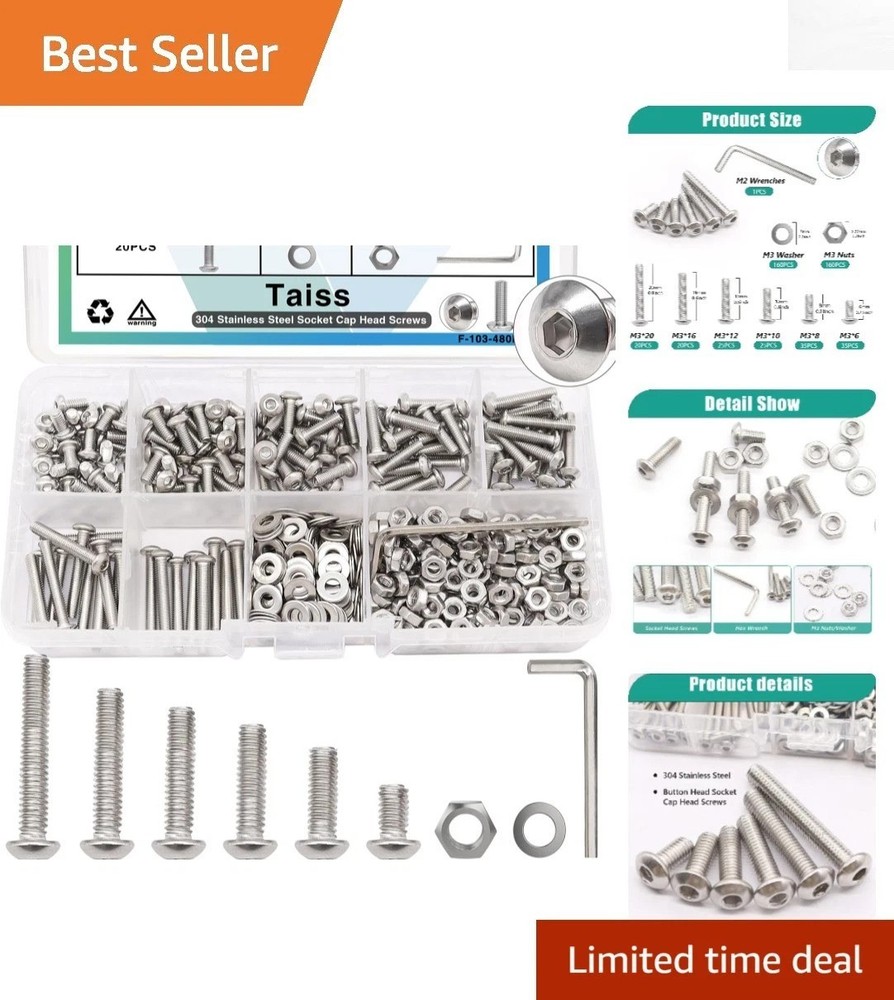 Comprehensive 640PCS M3 Screws Set with Nuts & Washers – Ideal for DIY Projects