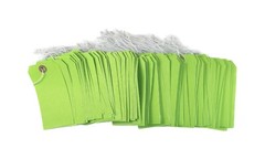 100 of 4 3/4″ x 2 3/8″ Green Inventory Tags with ELASTIC Stretchable String