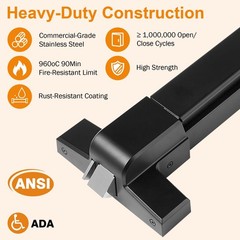 BEAMNOVA 32 Inch Black 2-in-1 Commercial Door Push Bar Panic Exit Device