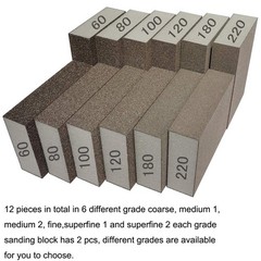 12 Pack Sanding Sponge,Sackorange Coarse/Medium/Fine/Superfine 6 Brown