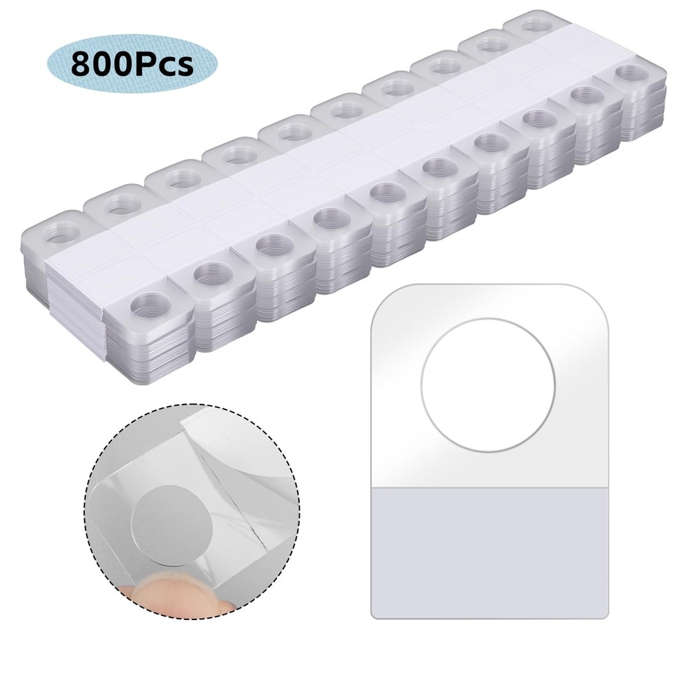800 Pcs Hang Tabs, Self Adhesive Hang Tags, Clear Plastic Sticky Hanging Tabs, G