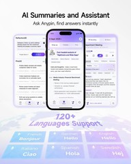 Anypin Wearable AI Voice Recorder 64GB Transcribe 120+ Languages Cosmic Blue