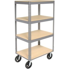 Easy Adjust Boltless 4 Shelf Truck 36″L x 24″W x 68″H Wood Shelves Rubber